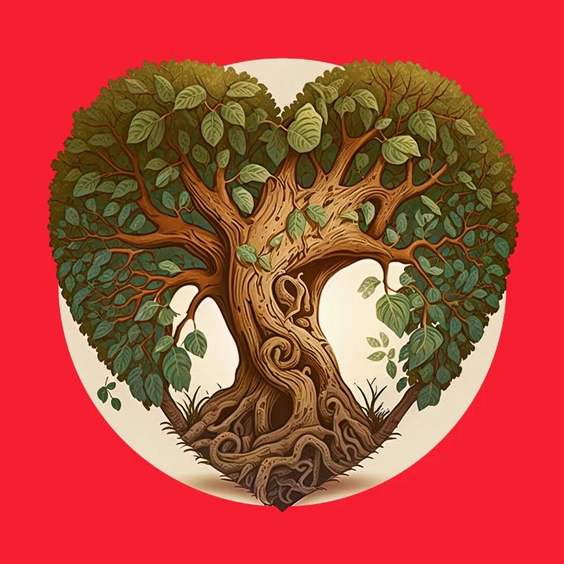 Baum in einer Herzform, Herzbaum mit Hintergrund