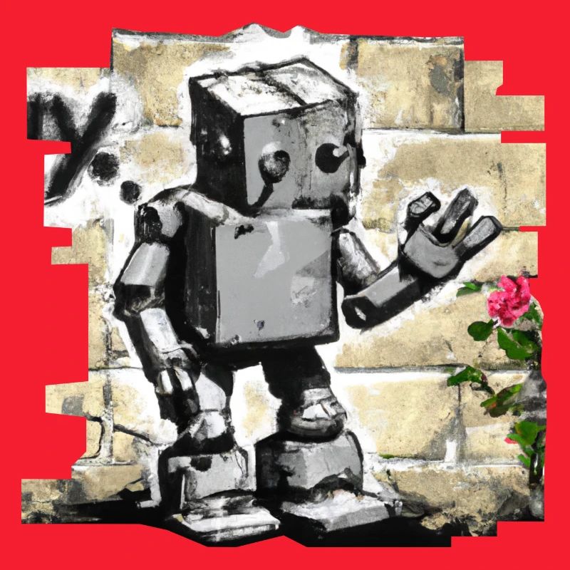 Robot Comic Graffiti Wall Character Rose Urban