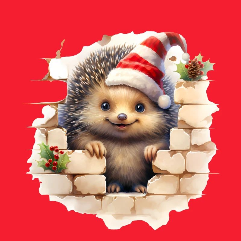 Hérisson de Noël dans le mur