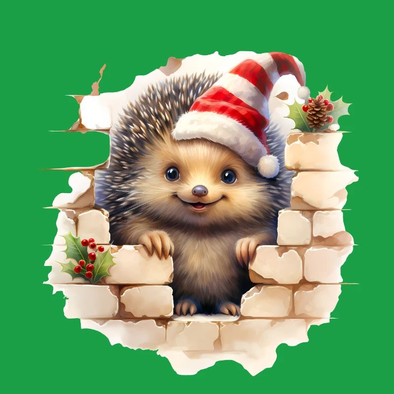 Hérisson de Noël dans le mur