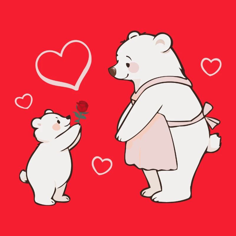 Mutter und Kind Bären Muttertag Herzen