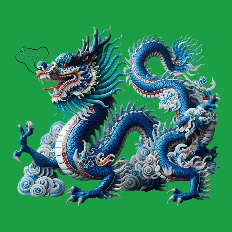 Blauer Drachen im Wolkenfluss