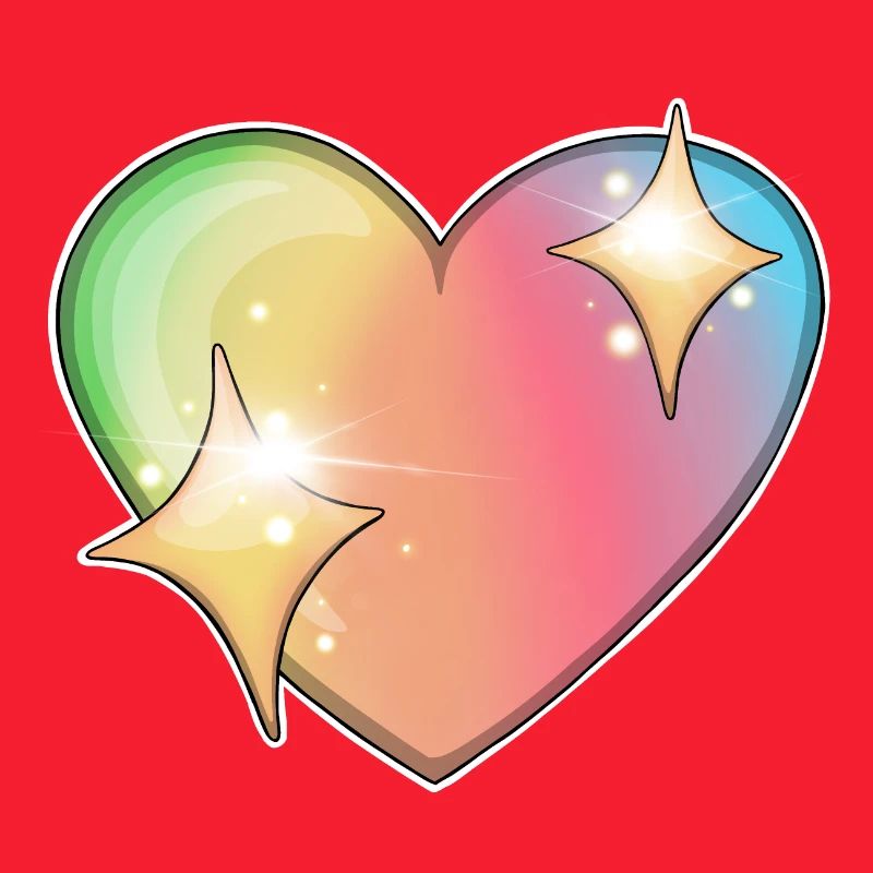 Rainbow Heart with Star Sparkles