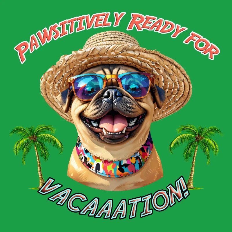 Pug in summer look: Pawsitively Ready