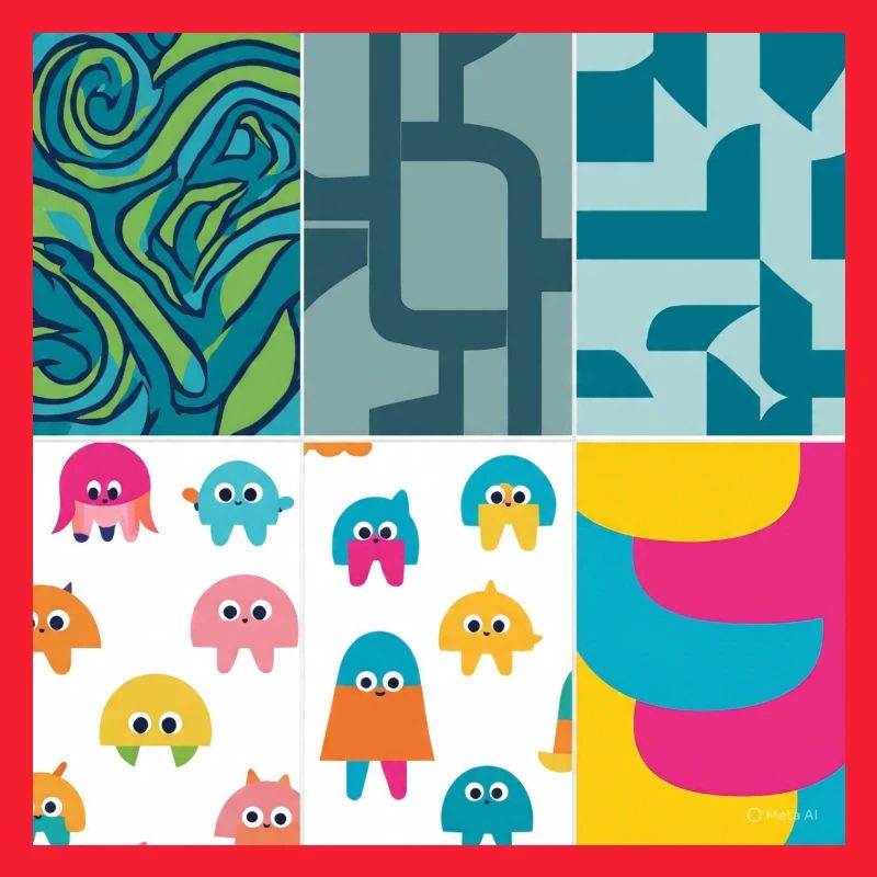 Vibrant Abstract and Playful Creature Pattern