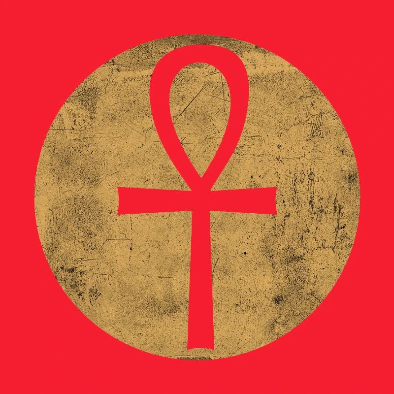 Croix égyptienne Ankh dans cercle doré