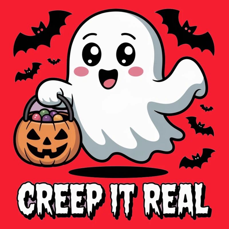 Creep It Echter süßer Geist, der einen Kürbis hält