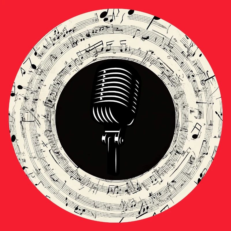 Microphone Musical Notes Art