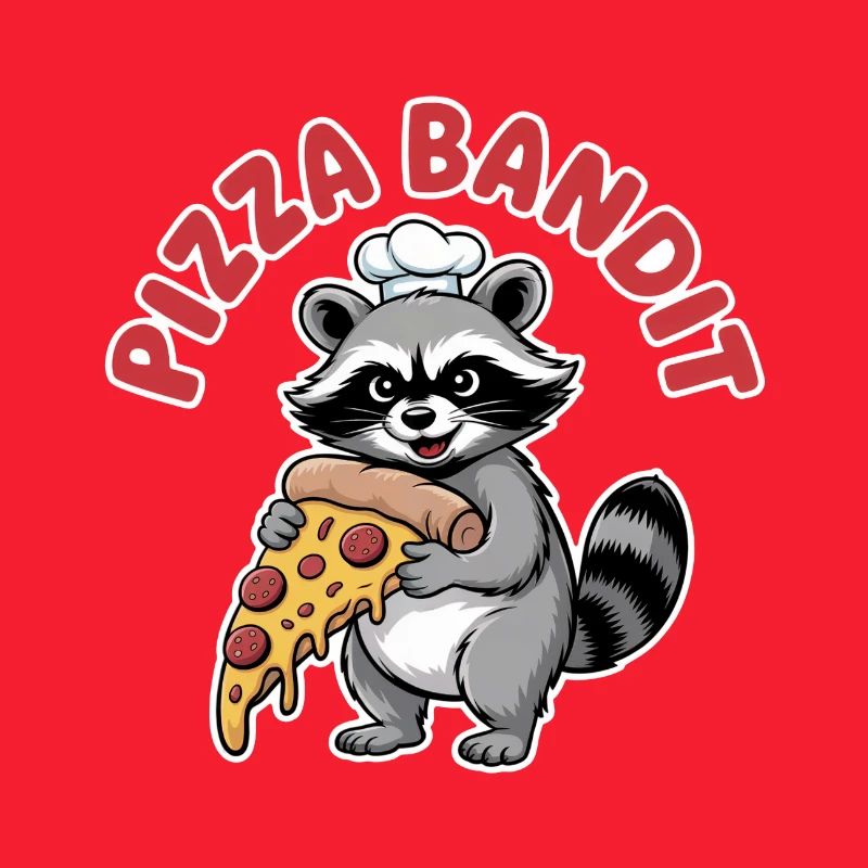 Racoon with pizza slice and chef's hat