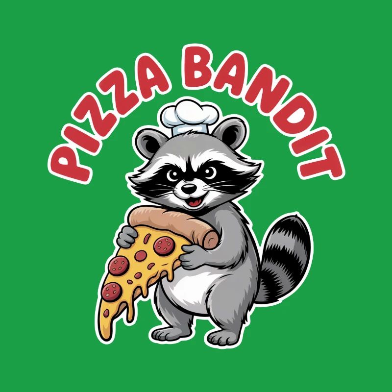 Raton-laveur avec tranche de pizza et toque de chef