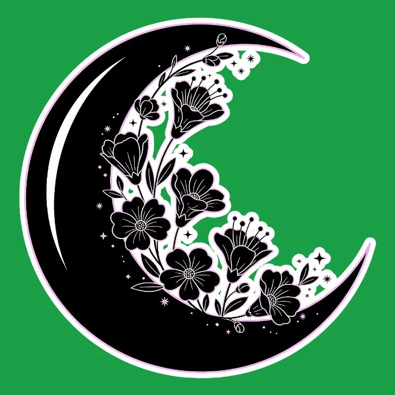 Illustration florale de la phase de lune