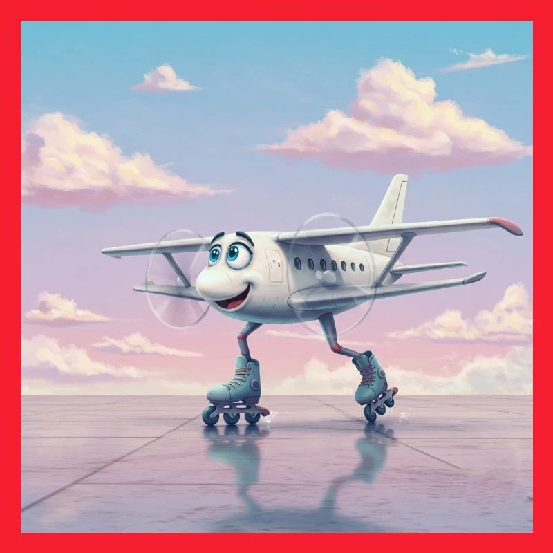 Airplane on Roller Skates with a Smile