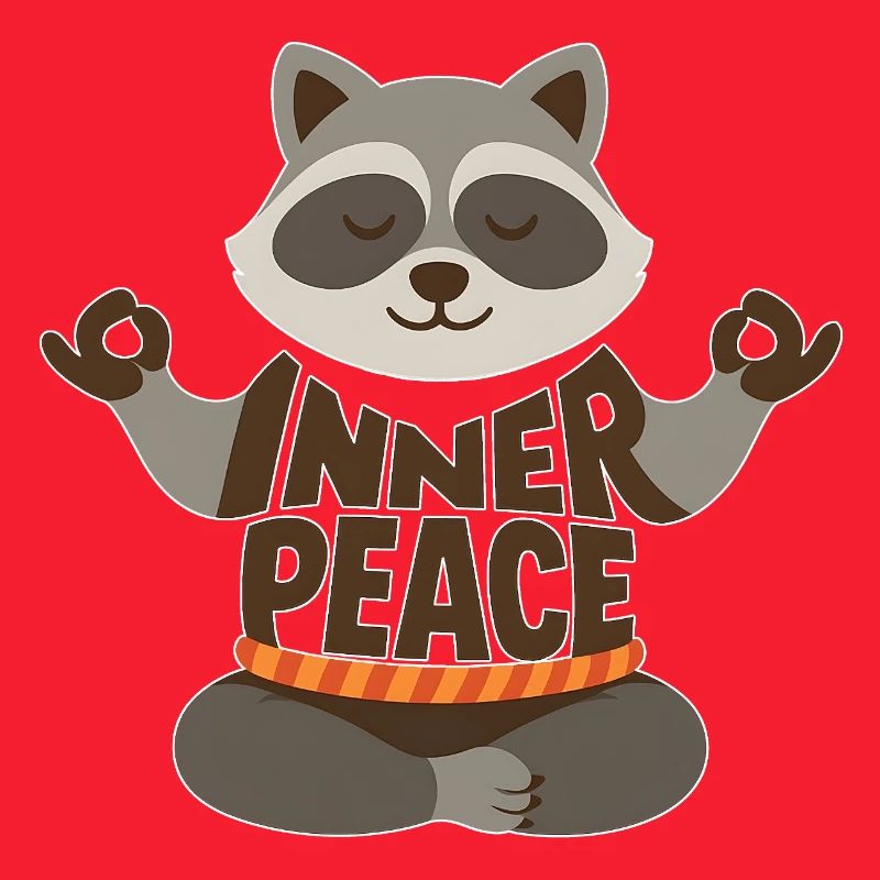 Meditierender Waschbär mit "Inner Peace"