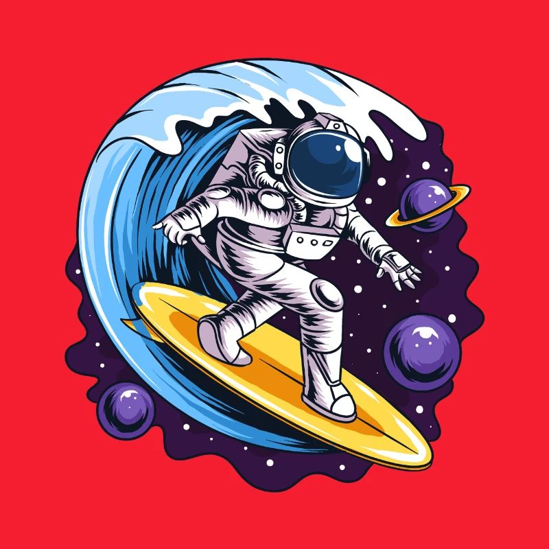 Space astronaut on surfboards