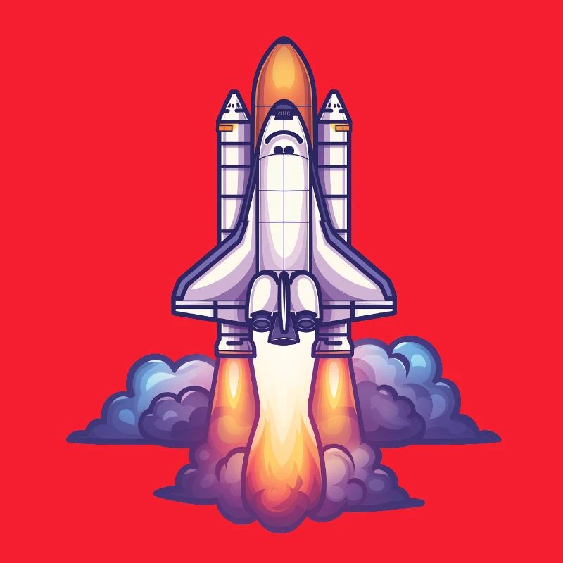 Cartoon rocket in flight
