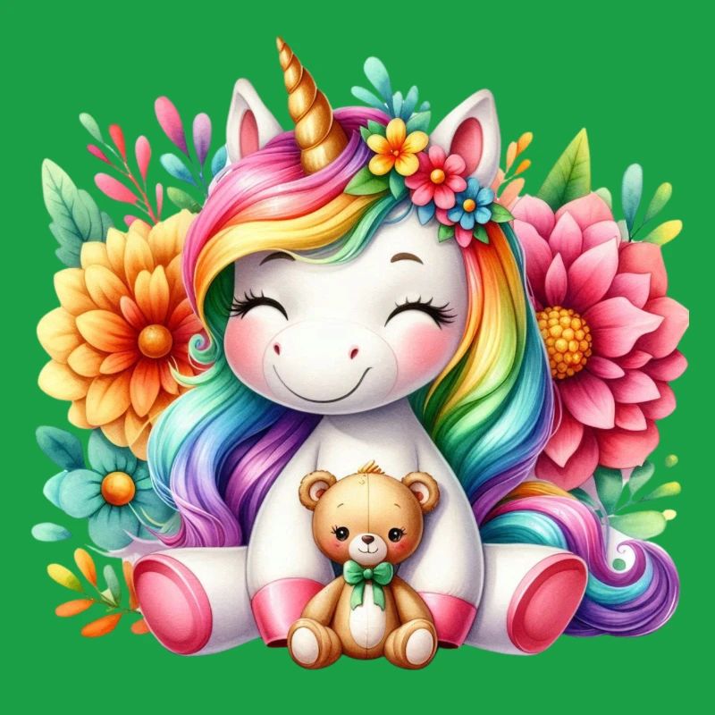Regenbogen Einhorn Blumentraum