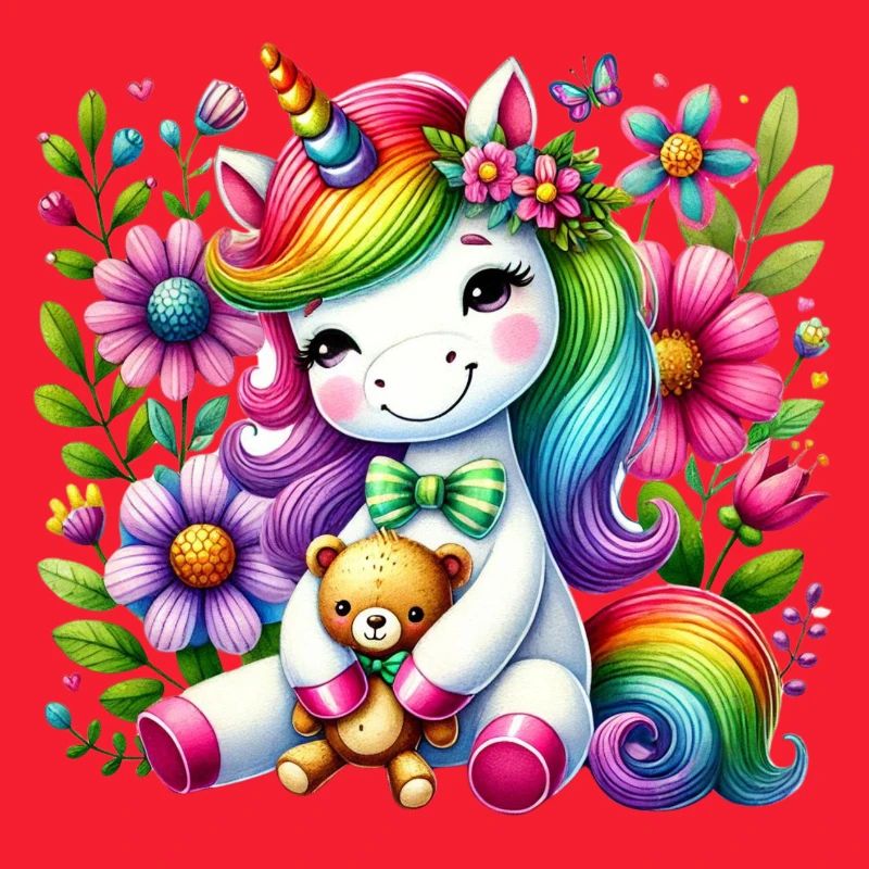 Regenbogen Einhorn Blumentraum