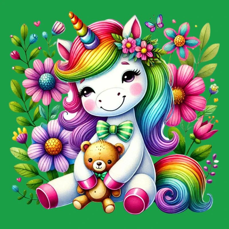 Regenbogen Einhorn Blumentraum