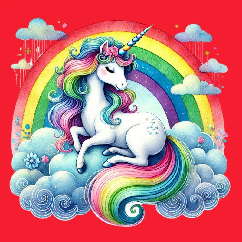 Licorne arc-en-ciel sur les nuages