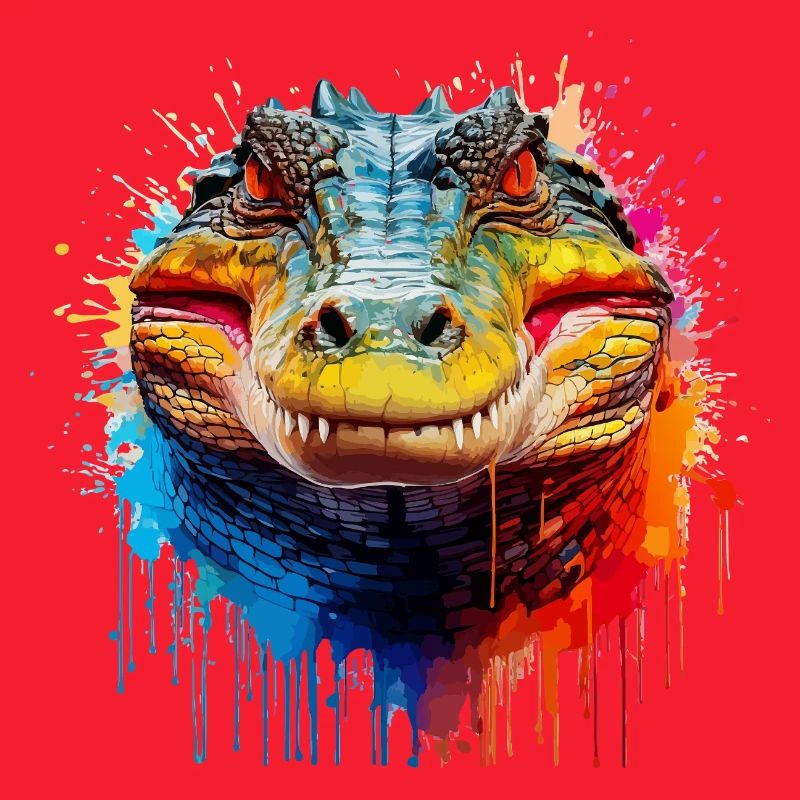 Bunter Krokodil Kopf Splash