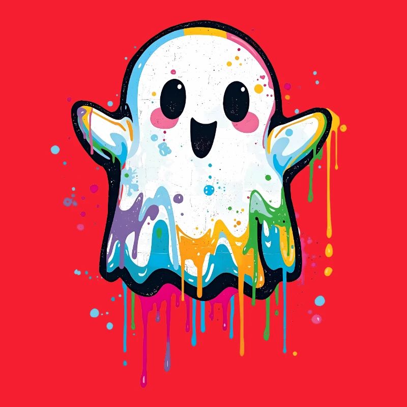 Fantôme graffiti coloré – Mignon et style Halloween
