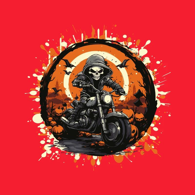 Skeleton Biker in Halloween Ring