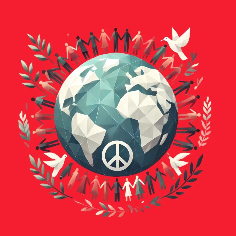 World Peace Globe Circle Doves