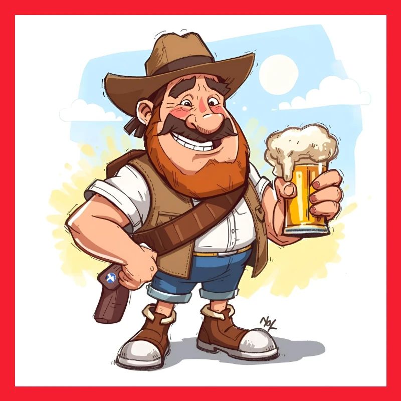 Fröhlicher Bierfreund mit Hut