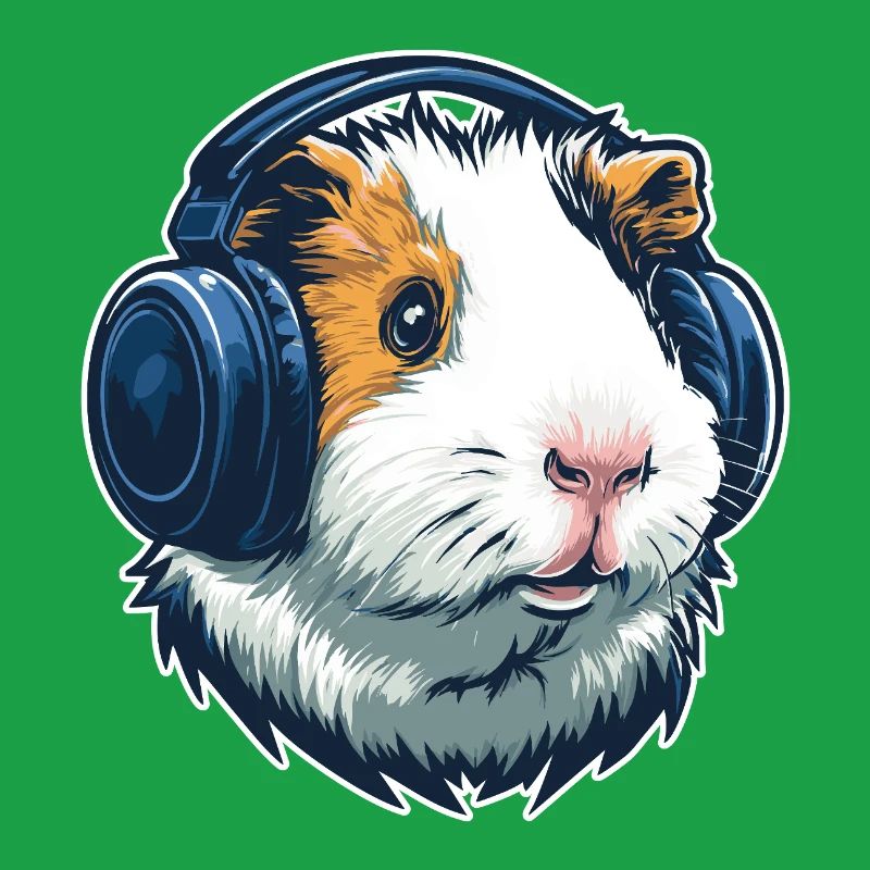 Cochon d’Inde avec casque | Conception musicale