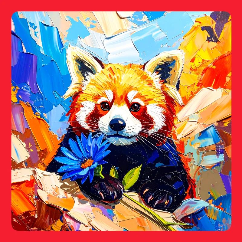 Roter-Panda-Blaue Blume