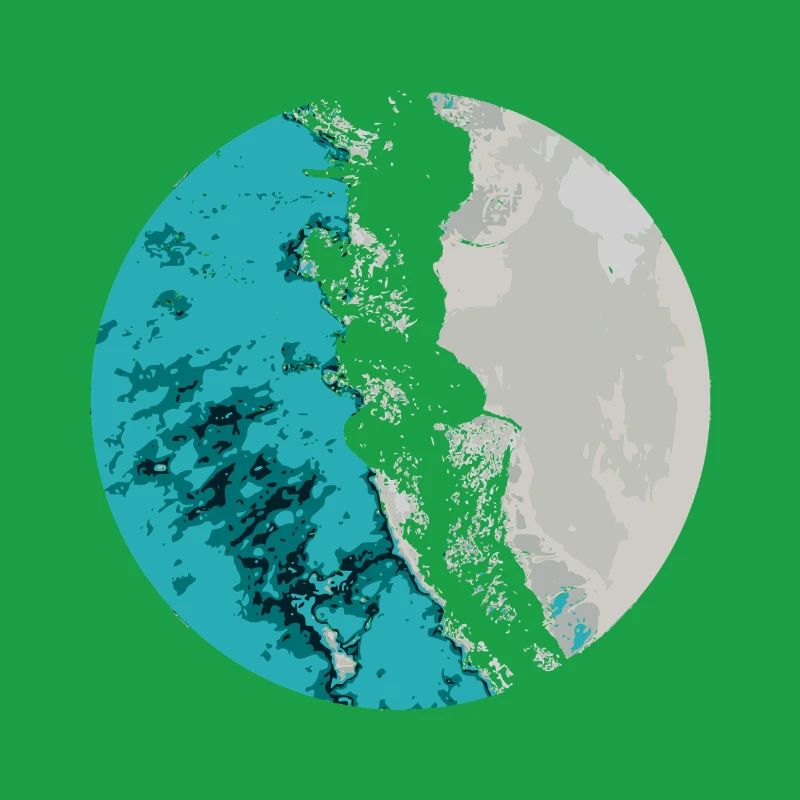 Split Earth Teal Moon