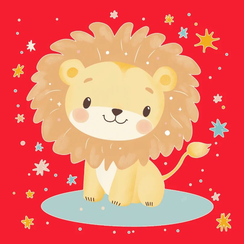 Lion mignon avec ciel étoilé