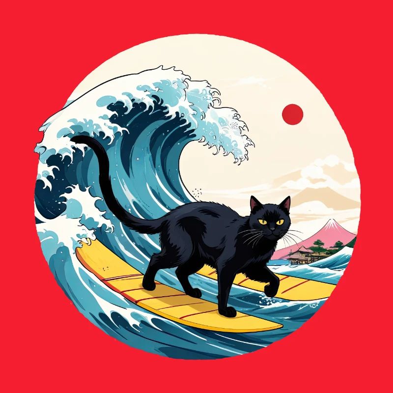 Black Cat Surfing Wave