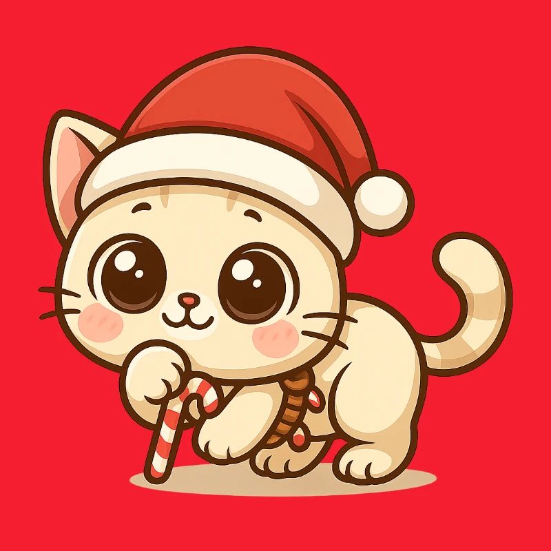 Chat de Noël Kawaii - Design de Noël mignon