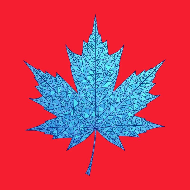 Geometric Blue Maple Leaf Print