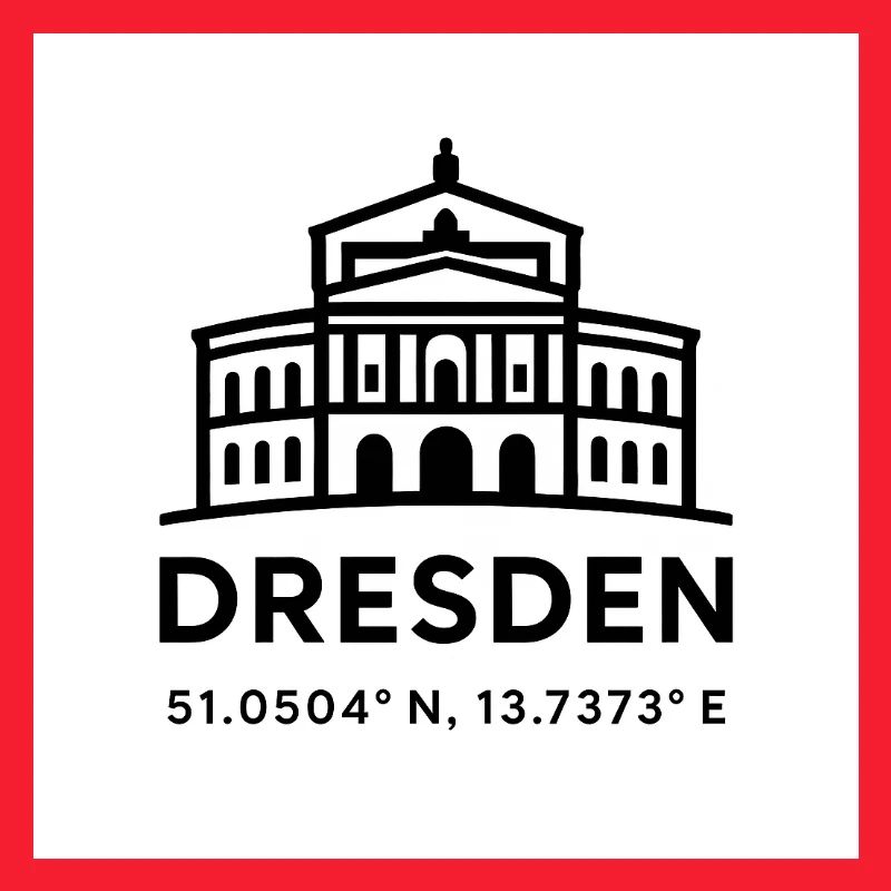 Dresden Skyline Line Style Coordinates Semperoper