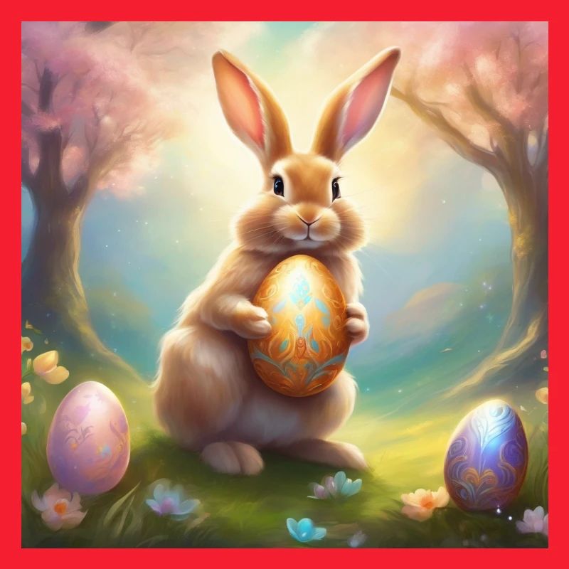 Spring bunny with gold Easter egg