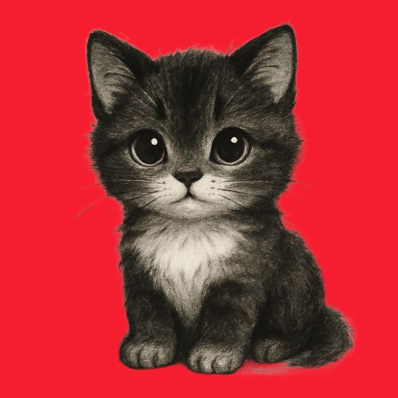 Cute kitten in cute drawing
