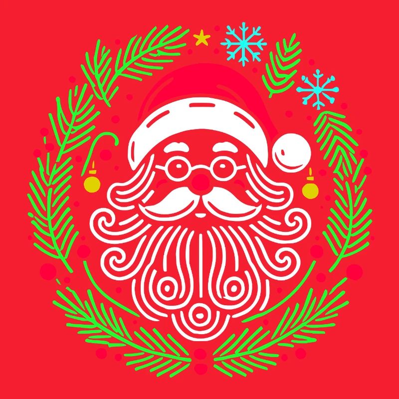 Père Noël circulaire de Noël avec des branches