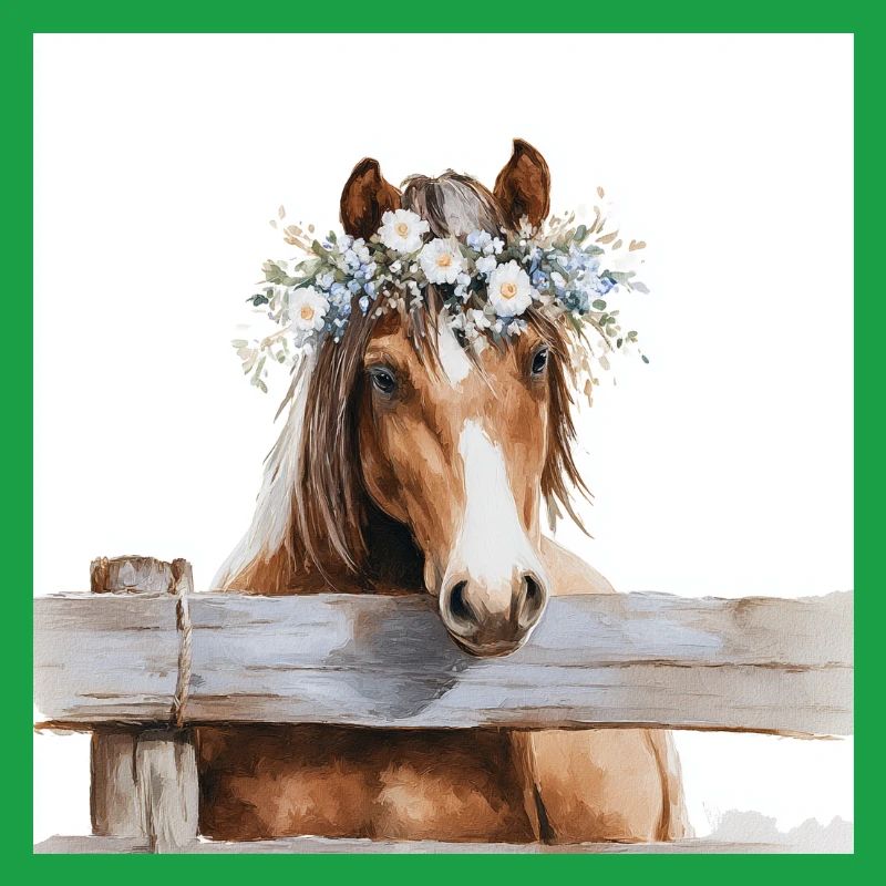 Blütengekrontes Pferd