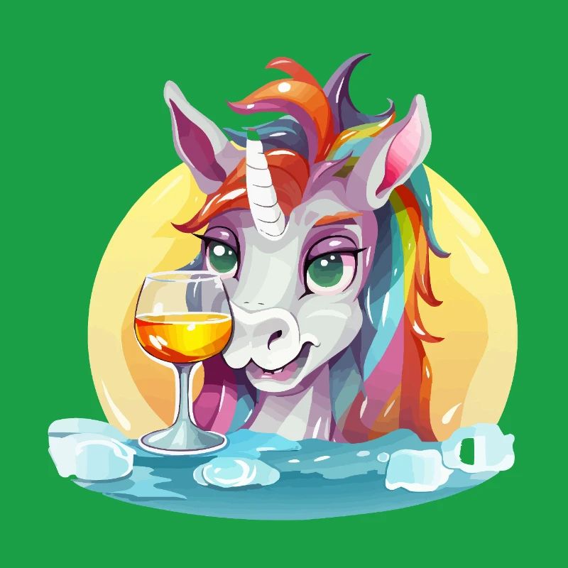 Licorne colorée avec du vin