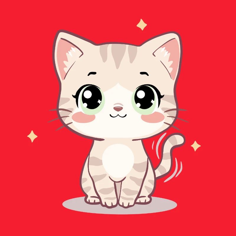 Illustration mignonne de chat Kawaii - Chaton Chibi