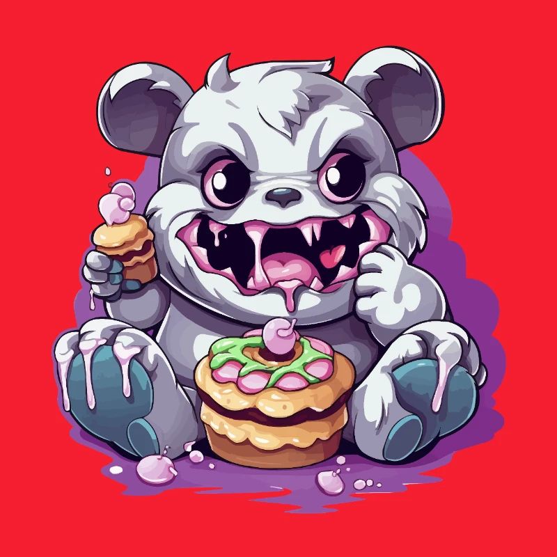 Cute panda monster with candy