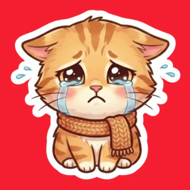 Chaton qui pleure avec une écharpe