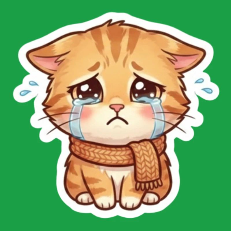 Weinendes Kätzchen mit Schal