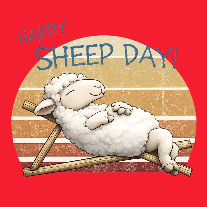 Happy Sheep Day Retro Sunset