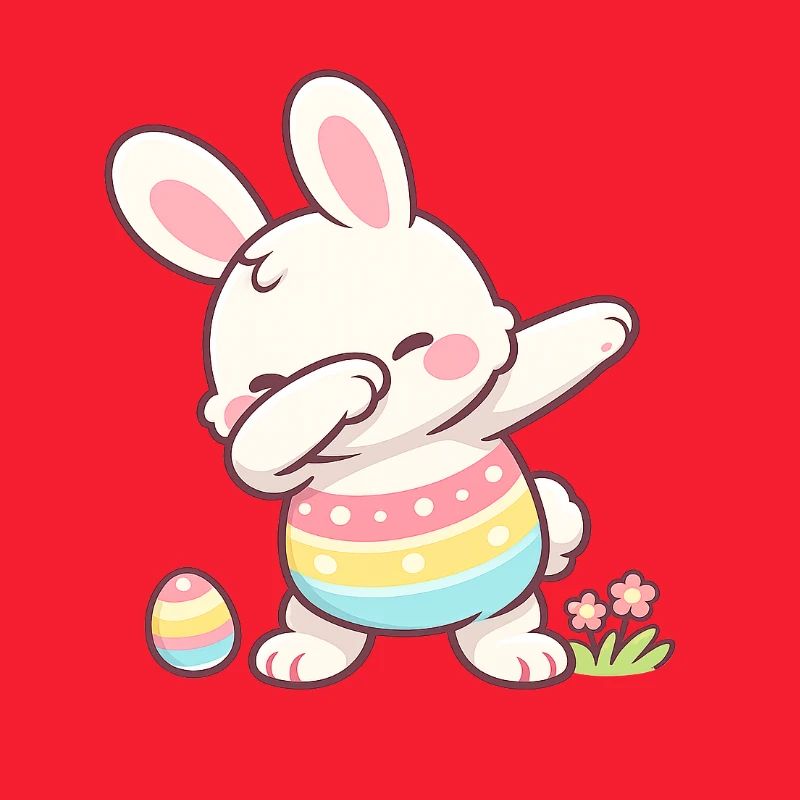 Dabbing Easter Bunny – Cute Kawaii Easter Motif