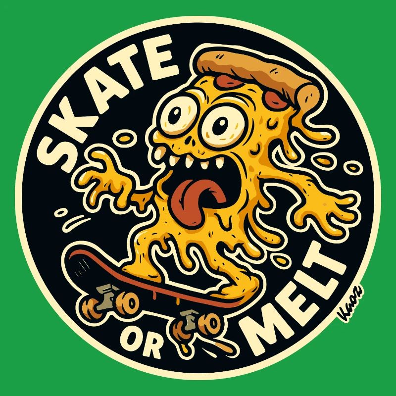 Skate oder Melt Käse Pizza Monster Skateboard