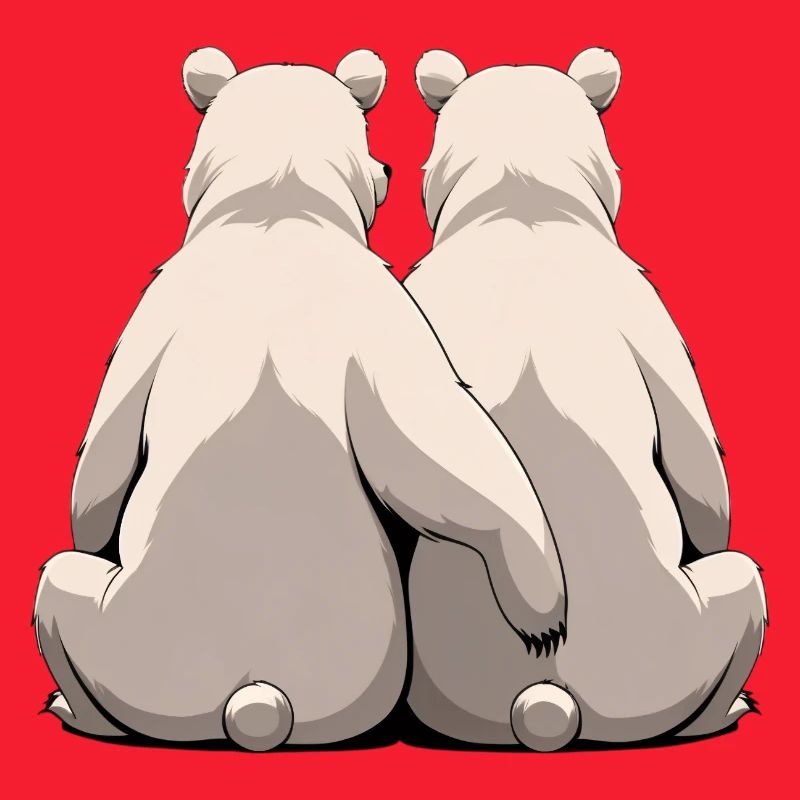 Two white bears back to back