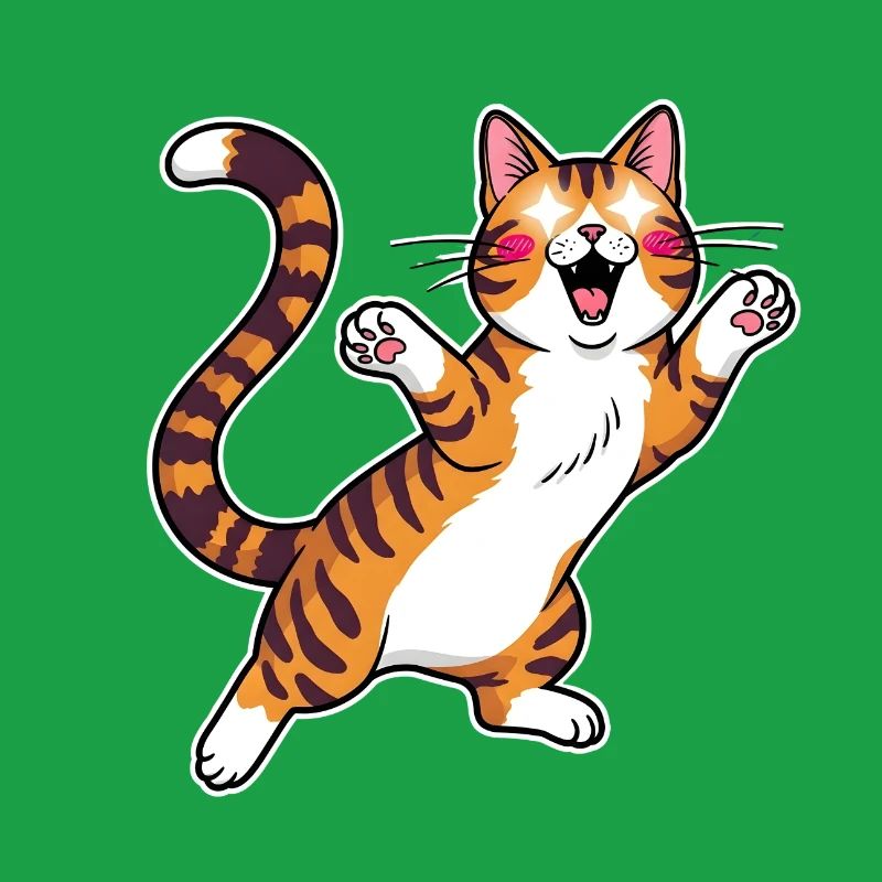 Joie sauteuse et joyeuse chatte tigrée